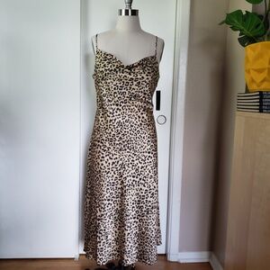 Beautiful Cowl Cheetah Slip Dress Size Large NEW!